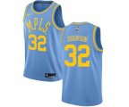 Los Angeles Lakers #32 Magic Johnson Authentic Blue Hardwood Classics Basketball Jersey