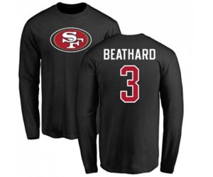 San Francisco 49ers #3 C. J. Beathard Black Name & Number Logo Long Sleeve T-Shirt