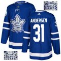 Toronto Maple Leafs #31 Frederik Andersen Authentic Royal Blue Fashion Gold NHL Jersey