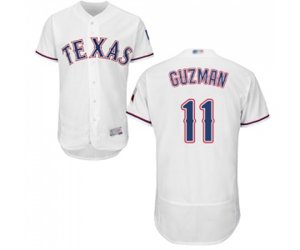 Texas Rangers #11 Ronald Guzman White Home Flex Base Authentic Collection Baseball Jersey