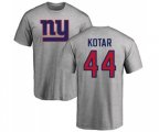 New York Giants #44 Doug Kotar Ash Name & Number Logo T-Shirt