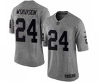 Oakland Raiders #24 Charles Woodson Limited Gray Gridiron Football Jersey