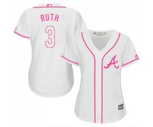 Women\'s Atlanta Braves #3 Babe Ruth Replica White Fashion Cool Base Baseball Jersey