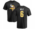 Minnesota Vikings #6 Matt Wile Black Name & Number Logo T-Shirt