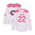 Women Montreal Canadiens #22 Dale Weise Authentic White Pink Fashion Hockey Jersey