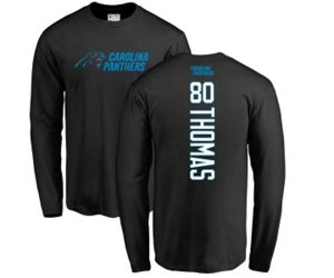 Carolina Panthers #80 Ian Thomas Black Backer Long Sleeve T-Shirt