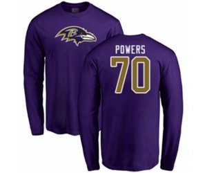 Baltimore Ravens #70 Ben Powers Purple Name & Number Logo Long Sleeve T-Shirt