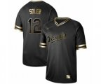 Kansas City Royals #12 Jorge Soler Authentic Black Gold Fashion Baseball Jersey