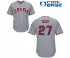 Los Angeles Angels of Anaheim #27 Mike Trout Replica Grey Road Cool Base Baseball Jersey