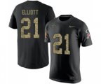 Dallas Cowboys #21 Ezekiel Elliott Black Camo Salute to Service T-Shirt