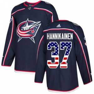 Columbus Blue Jackets #37 Markus Hannikainen Authentic Navy Blue USA Flag Fashion NHL Jersey