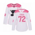 Women St. Louis Blues #72 Justin Faulk Authentic White Pink Fashion Hockey Jersey