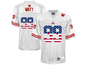 2016 US Flag Fashion-Men\'s Wisconsin Badgers J.J Watt #99 College Football Jersey - White
