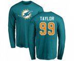 Miami Dolphins #99 Jason Taylor Aqua Green Name & Number Logo Long Sleeve T-Shirt
