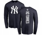 MLB Nike New York Yankees #25 Gleyber Torres Navy Blue Backer Long Sleeve T-Shirt