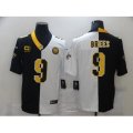 New Orleans Saints #9 Drew Brees Black White C Limited Split Fashion Football Jersey