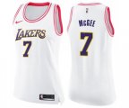 Women's Los Angeles Lakers #7 JaVale McGee Swingman White Pink Fashion Basketball Jersey