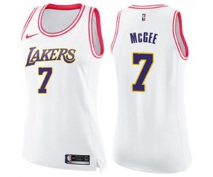 Women\'s Los Angeles Lakers #7 JaVale McGee Swingman White Pink Fashion Basketball Jersey
