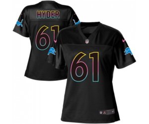 Women Detroit Lions #61 Kerry Hyder Game Black Fashion Football Jersey
