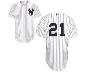 New York Yankees #21 Paul O\'Neill Authentic White Cooperstown Baseball Jersey