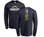 Los Angeles Chargers #14 Dan Fouts Navy Blue Backer Long Sleeve T-Shirt