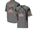 2016 US Flag Fashion West Virginia Mountaineers Oliver Luck #12 College Football Mesh Jersey - Grey