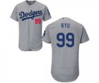 Los Angeles Dodgers #99 Hyun-Jin Ryu Gray Alternate Road Flexbase Authentic Collection Baseball Jersey