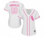 Women's Chicago White Sox #58 Miguel Gonzalez Replica White Fashion Cool Base Baseball Jersey