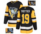 Adidas Pittsburgh Penguins #19 Bryan Trottier Authentic Black Fashion Gold NHL Jersey