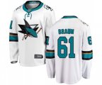 San Jose Sharks #61 Justin Braun Fanatics Branded White Away Breakaway NHL Jersey