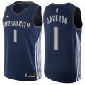 Detroit Pistons #1 Reggie Jackson Swingman Navy Blue NBA Jersey - City Edition