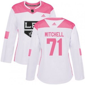Women\'s Los Angeles Kings #71 Torrey Mitchell Authentic White Pink Fashion NHL Jersey