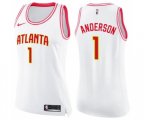 Women's Atlanta Hawks #1 Justin Anderson Swingman White Pink Fashion Basketball Jersey