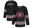 Montreal Canadiens #4 Jean Beliveau Authentic Black Team Logo Fashion NHL Jersey