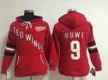 Detroit Red Wings #9 Gordie Howe Red Pullover Hooded