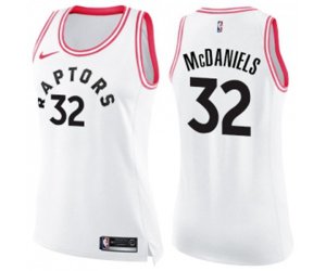 Women\'s Toronto Raptors #32 KJ McDaniels Swingman White Pink Fashion Basketball Jersey
