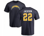 Los Angeles Chargers #22 Justin Jackson Navy Blue Name & Number Logo T-Shirt