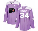 Adidas Philadelphia Flyers #34 Petr Mrazek Authentic Purple Fights Cancer Practice NHL Jersey