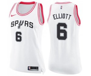 Women\'s San Antonio Spurs #6 Sean Elliott Swingman White Pink Fashion Basketball Jersey