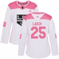 Women's Los Angeles Kings #25 Brooks Laich Authentic White Pink Fashion NHL Jersey