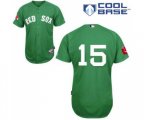 Boston Red Sox #15 Dustin Pedroia Replica Green Cool Base Baseball Jersey