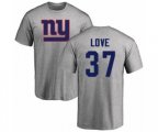 New York Giants #37 Julian Love Ash Name & Number Logo T-Shirt