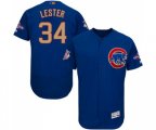 Chicago Cubs #34 Jon Lester Authentic Royal Blue 2017 Gold Champion Flex Base MLB Jersey