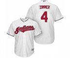 Cleveland Indians #4 Bradley Zimmer Replica White Home Cool Base Baseball Jersey