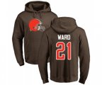 Cleveland Browns #21 Denzel Ward Brown Name & Number Logo Pullover Hoodie