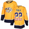 Nashville Predators #22 Kevin Fiala Authentic Gold USA Flag Fashion NHL Jersey