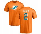 Miami Dolphins #2 Matt Haack Orange Name & Number Logo T-Shirt