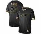Cleveland Indians #29 Satchel Paige Authentic Black Gold Fashion Baseball Jersey