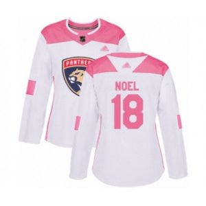Women\'s Florida Panthers #18 Serron Noel Authentic White Pink Fashion Hockey Jersey