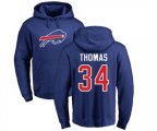 Buffalo Bills #34 Thurman Thomas Royal Blue Name & Number Logo Pullover Hoodie